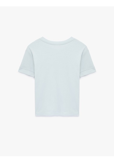 Koton Slim Fit Kısa Kollu Bisiklet Yaka Basic Tişört Mavi 6sak50400ek
