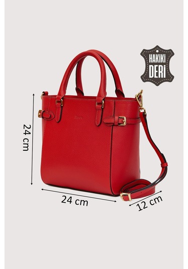 Hakiki Deri Kadın El Çantası Kırmızı Smr7922 Kırmızı