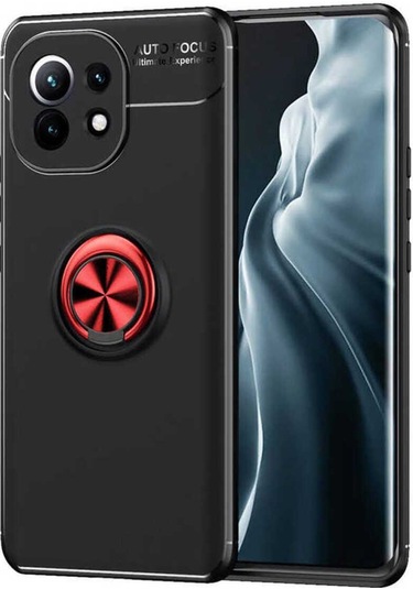 Xiaomi Mi 11i Kılıf Zore Ravel Silikon Kapak Siyah-Kırmızı