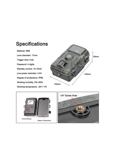 Hallow-16mp 1080p Gündüz Gece Fotoğraf Videosu Kamerası Kamuflaj