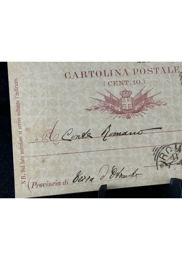 İtalya Antiye 1891 Yıllından Postadan Geçmiş Cartolina Postale Dieci Centesimi 10 Cent Kendinden Pullu