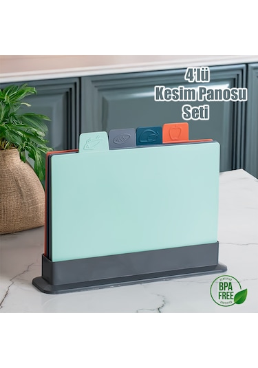 Porsima 1163 Antrasit Asıa 4'lü Kesme Tahtası Kesme Tahta Seti