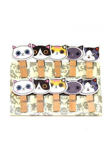 Mobgift 10'lu Şekilli Ahşap Mandal Seti 3.5cm 10'lu Set-10 Paket