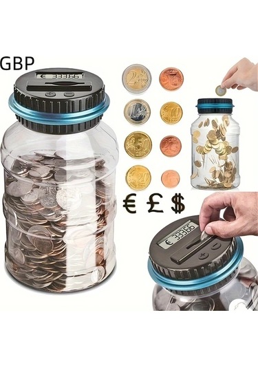 Fochsia Lcd Ekranlı Otomatik Büyük Para Sayma Kutusu Pound Kumbara Pilli Elektronik Noel si