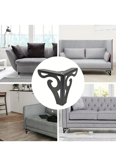 Hightower Siyah 4 Adet Minimalist Mobilya Ayakları, Ayarlanabilir Dayanıklı Metal Bacaklar Siyah