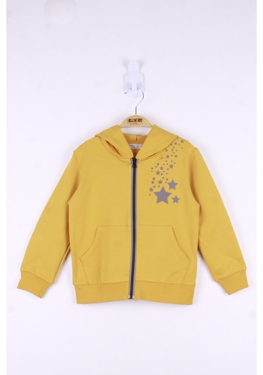 Toontoy Kız Çocuk Yıldız Baskılı Hırka Hardal