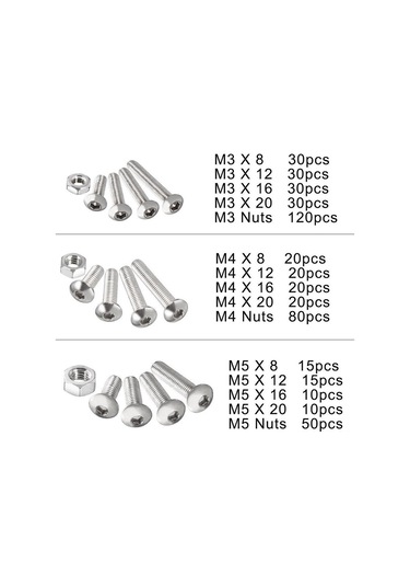Shineyee 304 Çelik M3-m4-m5 Yuvarlak Başlı İç Bücük Vida Ve Somun Seti, 500 Adet, Düzenleyici Kutuda