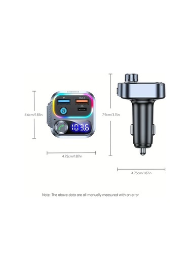 Honeybeeshop Araba Kablosuz Hızlı Şarj Cihazı Hd Ekranlı 54 Hızlı Şarj Usb Kart Desteği Eller Serbest Arama Çok Fonksiyonlu Otomotiv Aksesuarları