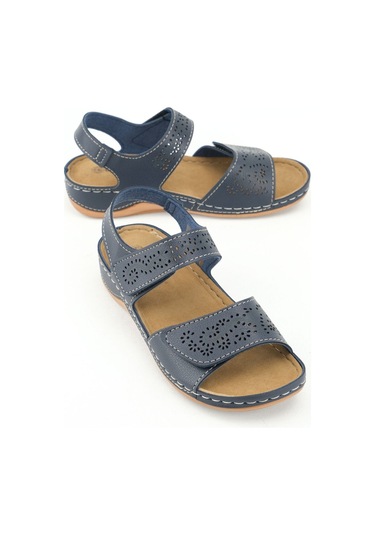 Gezer Yazlık Kadın Suni Deri Cırt Cırtlı Ayarlanabilir Sandalet Gk1yze.00186.02.013.g8 Lacivert