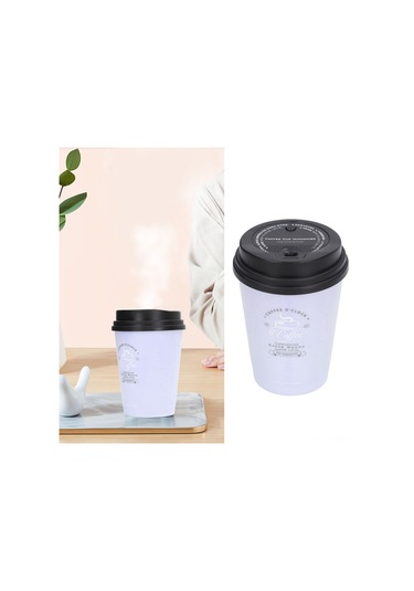 Kosona 300ml Usb Beslemeli Konforlü Nemlendirici - Sessiz Çalışma, Otomatik Kapanma, Arabada/masaüstü Kullanım, Kahve Fincan Desenli Mor