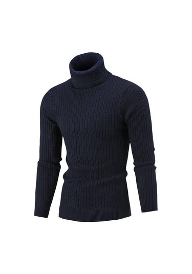 Lacivert Erkek Rahat İnce Balıkçı Yaka Kazak Sıcak Uzun Kollu Üstleri Triko Artı Boyutu Sıcak Slimbase Takım Elbise Sıcak Tutmak Giysiler Uzun Üst Lacivert