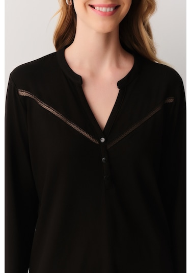 Suwen Liora Pijama Takımı Sh26120660911 Siyah Desenli