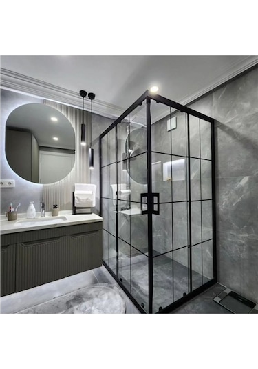 Nokta Duşakabin Teknesiz Dikdörtgen Cam Duşakabin Karolaj Desenli Kd108 Şeffaf