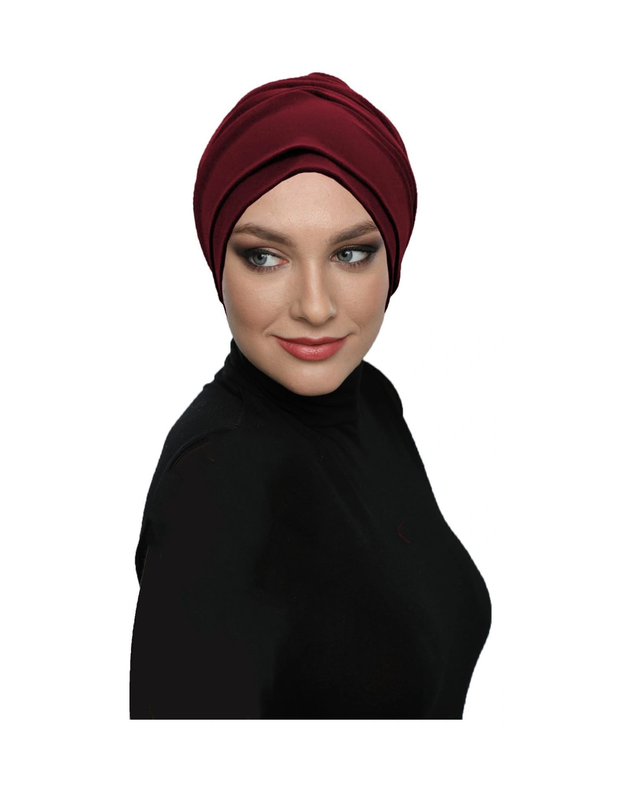 Çift Katlı Astarlı Bordo Hazır Türban Tesettür Dış Ve Havuz Bonesi Bordo