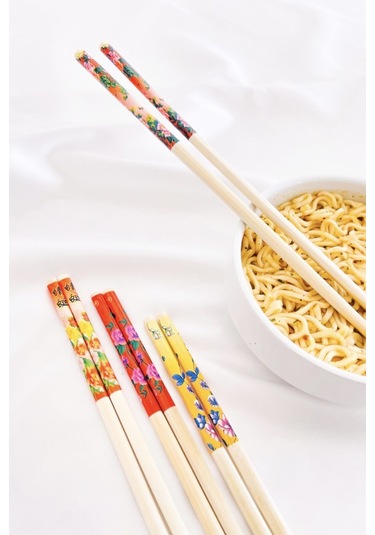Periboia Bambu Chopstick Çubuk Yemek Çubuğu Yıkanabilir Tekrar Ku Çok Renkli