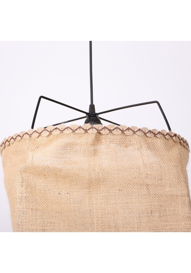 Cappadocia Doğal Jut Siyah Barlı Avize 40x55 Cm Bej