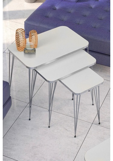 Zigon Sehpa Kr Gümüş Beyaz Tel Çok Renkli