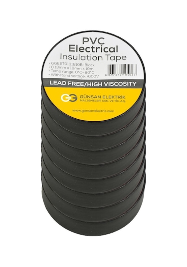 Günsan Siyah Elektrik İzolasyon Bandı 10 Adet