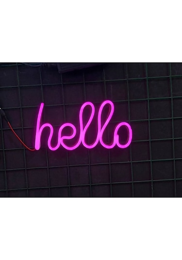 Hello Neon Yazı - Neon Hello Yazısı Led Neon Pembe