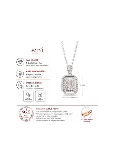 Servi 925 Ayar Gümüş Baget Kolye-27