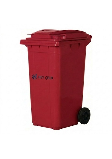 240 Litre Kırmızı Plastik Çöp Konteyneri Hey Çelik Pk - 095
