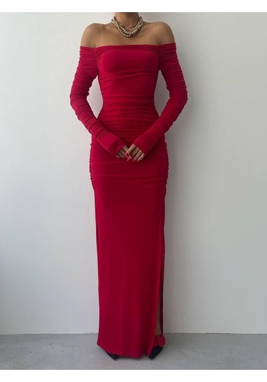 S-pazarım Vasco Madonna Drapeli Elbise Kırmızı
