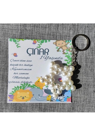 15 Adet İnci Yıldız Anahtarlık Nikah Düğün Kına Nişan Sünnet Hafizlik Vers. 49