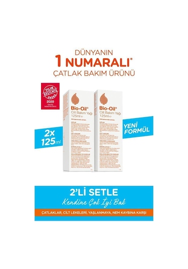 Bio-Oil Çatlak Karşıtı & Leke Karşıtı Nemlendirici Cilt Bakım Yağı 125  ML - 2 Adet Set