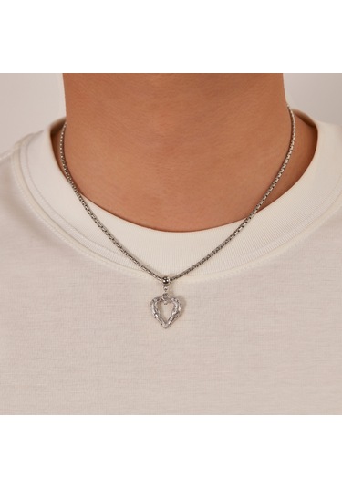 Opk Gx2410 Kişiselleştirilmiş Vintage Tüy Kalp Alaşımlı Kolye Çelik Kolye Çok Renkli