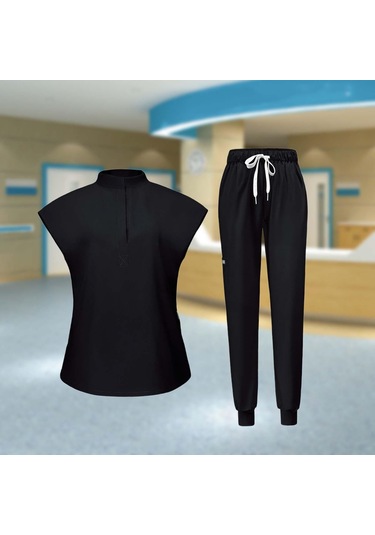 Dolıty Kadın Üniforma Fırçalama Seti Yıkanabilir L-siyah