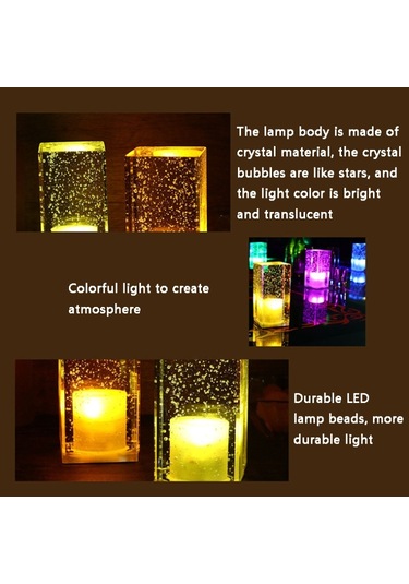 Kare Led Renkli Kristal Çubuk Masa Lambası For Purple Light Mor Bej