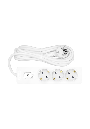Seldur Grup Priz 3'lü Topraklı Anahtarlı 3 Metre Beyaz 3 M