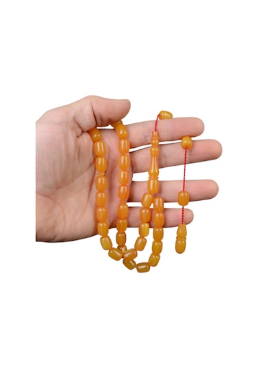 Kapsül Kesim 12x8 Mm Sıkma Kehribar Sistem Püsküllü Tesbih Sarı