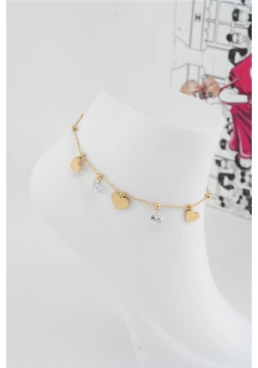 Kadın 316 L Kararmaz Anti Alerjenik Çelik Halhal Zy00024 - Altın