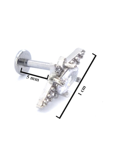 Ferizz 316l Çelik Zirkon Taşlı Kutup Yıldızı Piercing Prc-156 Gümüş