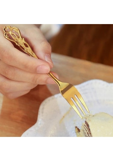 Altın Rölyef Desen Kahve Kaşığı Paslanmaya Dayanıklı Paslanmaz Çelik Okul Kantini Tatlı K Restoran 2