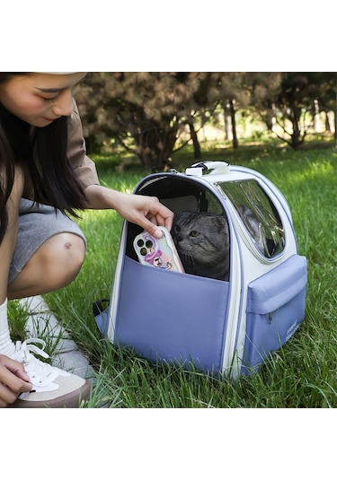 Kedi Çantası Evcil Hayvan Çantası Taşınabilir Taşınabilir Sırt Çantası Gri