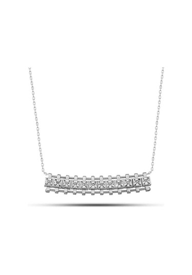 Blackcraft Gümüş Zirkon Taşlı Kare Bar Kadın Kolye Bc-c00f60 Renkli