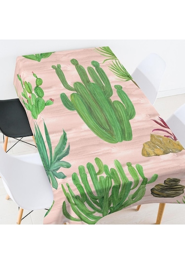 Suntek Tropikal Bitki Baskılı Masa Örtüsü Çiçek Kare-5