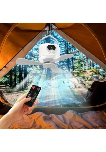 Willowhaven 10400mah Taşınabilir Kamp Fanı Usb Şarjlı Beyaz Led Gece Lambası Çadır İçin Bakır - Siyah