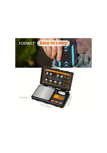 Willowhaven Fodwet 0.01g Hassas Terazi Kalibrasyon Ağırlıklı 200g/0.01g Cep Tipi Laboratuvar Kuyumcu Terazisi