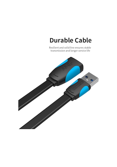 Teltree Ventıon Usb 3.0 Uzantı Kablosu Erkek-bayan 5gbps Hızlı Veri Transferi, Evrensel Uyumlu, 2 Metre Siyah, Kestirme Gereksiz