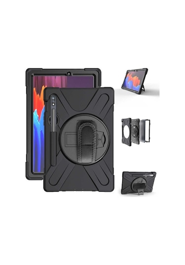 Samsung Uyumlu Galaxy Tab S7 Plus T970 Kılıf Defender Askılı Zırh Kapak