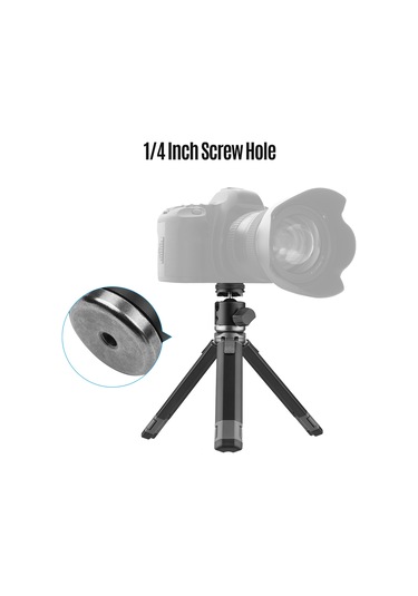 Wezone Alüminyum Masaüstü Tripod + Çift Kullanimli Soğuk Ayaklı Kafa - 4 Bölmeli Yükseklik Ayarı, 360 Döner, 3kg Yük Taşıma Kapasitesi Gümüş