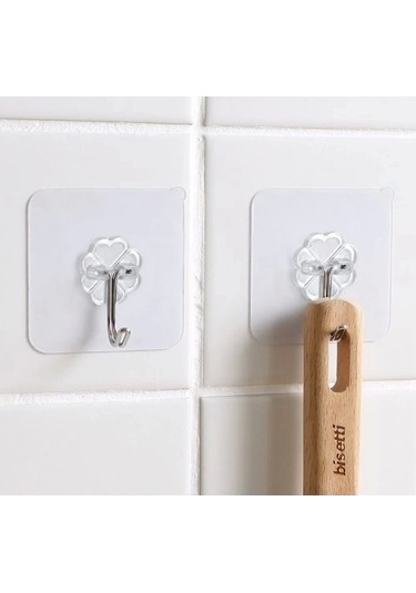 Kendınden Yapışkanlı Şeffaf Askı 5 Li Set Çok Renkli