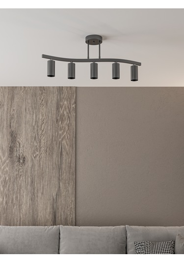 Solvia Vintage Siyah 5 Li Spot Avize Gu10 Duylu