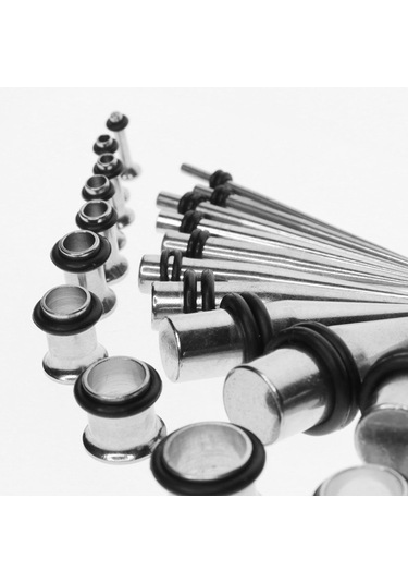 Homyl 36 Parça Kulak Göstergeleri Germe Kiti Fiş Konik 14g Gümüş