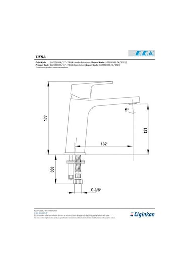 Eca Tiera 102108989 Lavabo Bataryası
