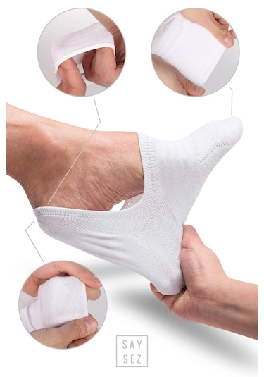 Bambu Kadın Babet Siyah-beyaz-gri Çorap Dikişsiz Görünmez Kaymaz Beyaz - Gri - Siyah