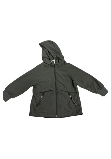 Erkek Bebek Fermuar Kapamalı Cepleri Fermuarlı İçi File Astarlı Kapüşonlu Antrasit Renk Yağmurluk Antrasit